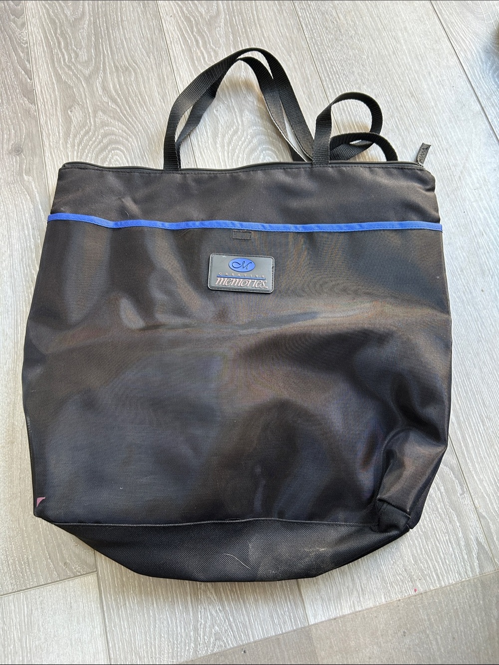 Retired, creative memories, tote, Black Tote Bag with Blue Trim